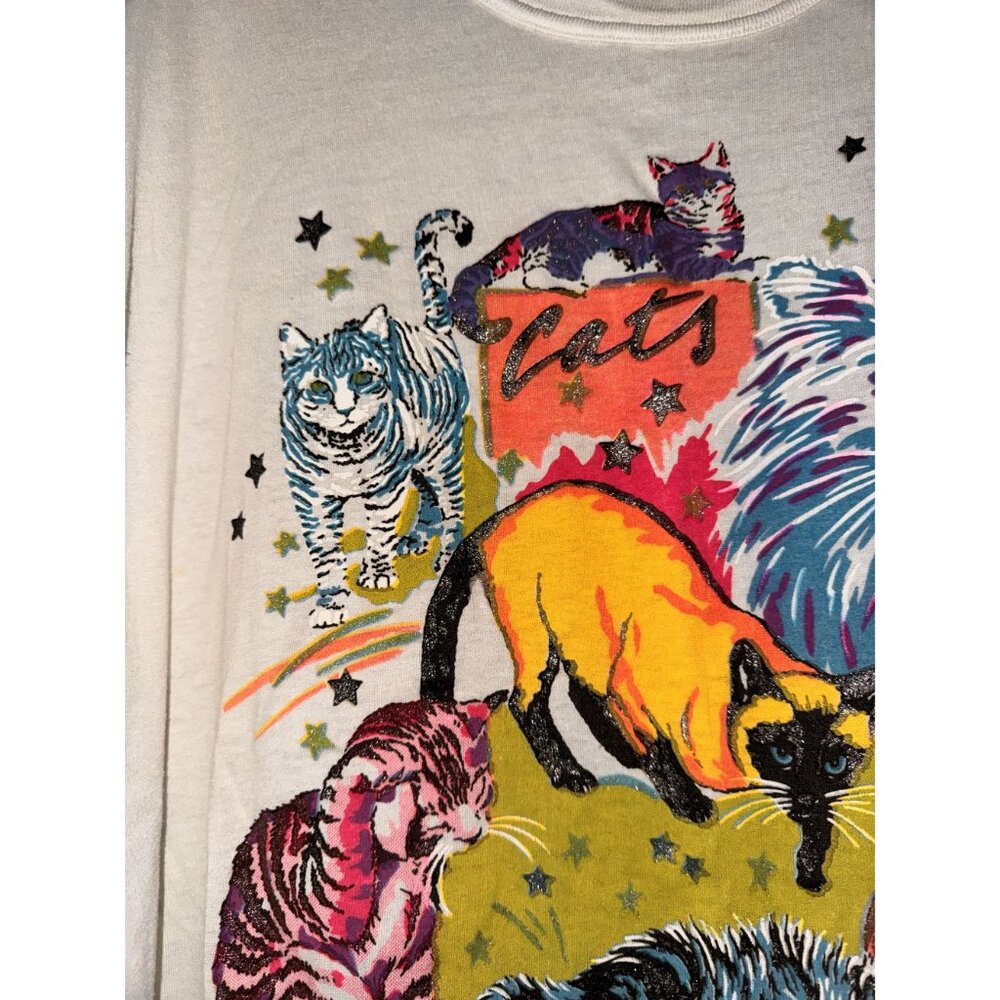 Vintage XXL Oversized all over Cat print single stitch graphic tee - Picture 5 of 10